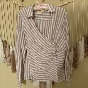 Anthropologie Maeve Mariana Striped Wrap Blouse